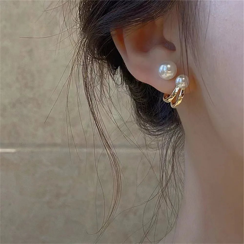 Korean Pearl Earrings – Crystal Rhinestone Luxury Design