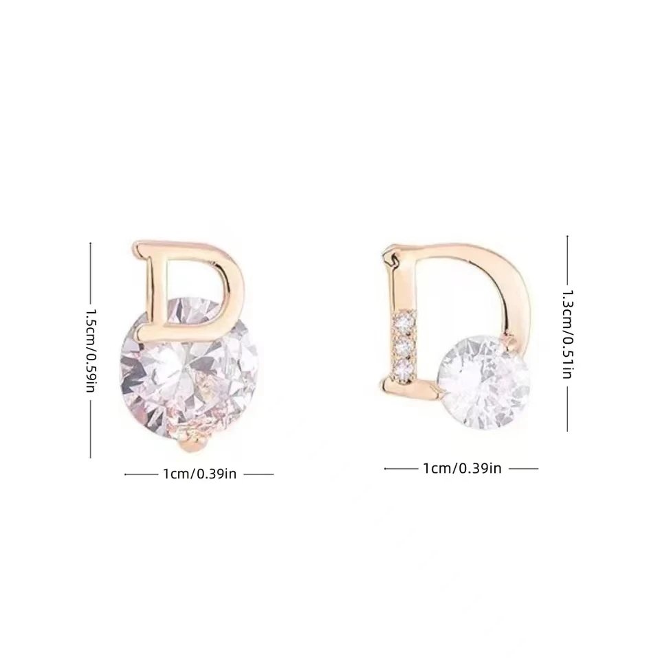 Letter D Zircon Earrings – Elegant Personalized Sparkle Letter D Zircon Earrings – Elegant Personalized Sparkle