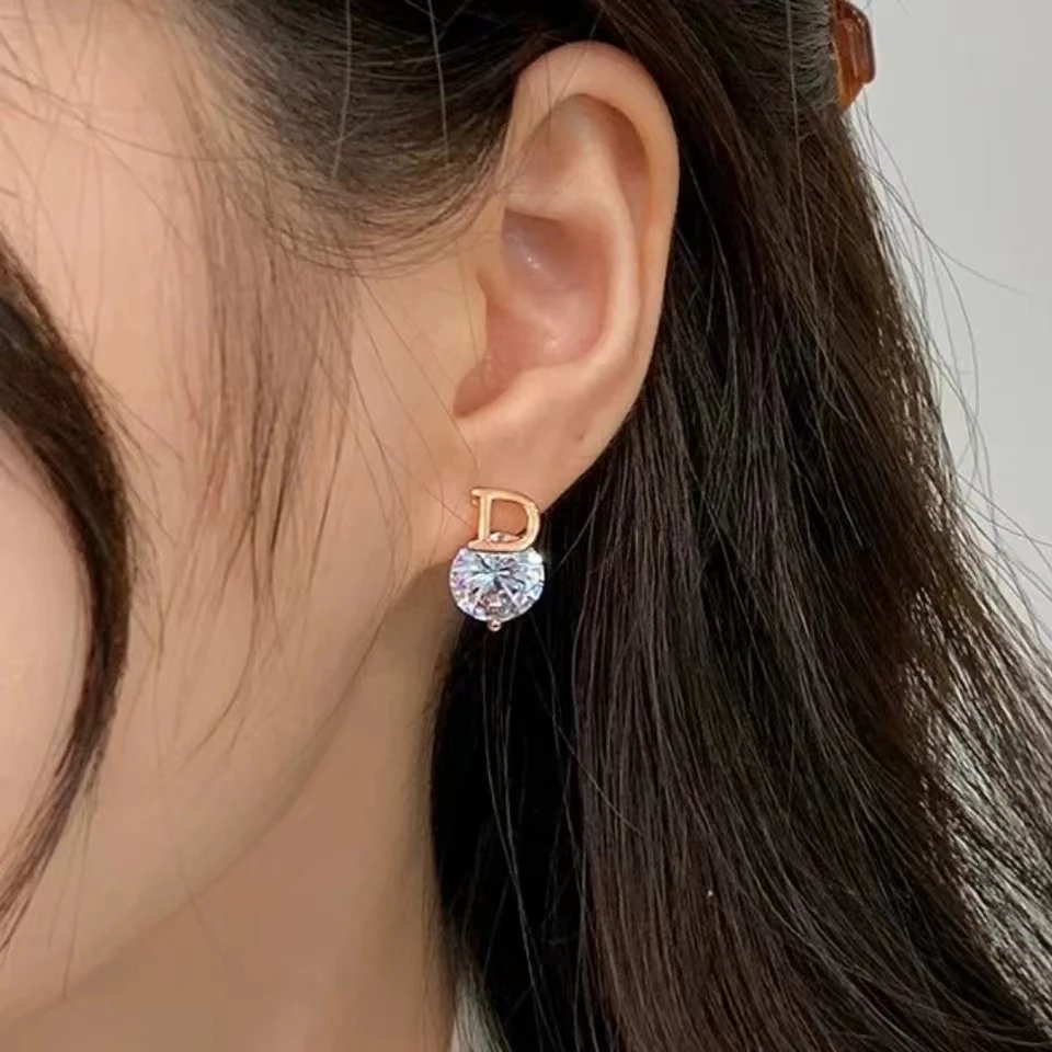 Letter D Zircon Earrings – Elegant Personalized Sparkle Letter D Zircon Earrings – Elegant Personalized Sparkle