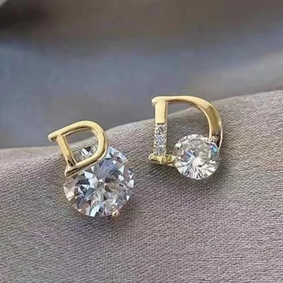 Letter D Zircon Earrings – Elegant Personalized Sparkle Letter D Zircon Earrings – Elegant Personalized Sparkle