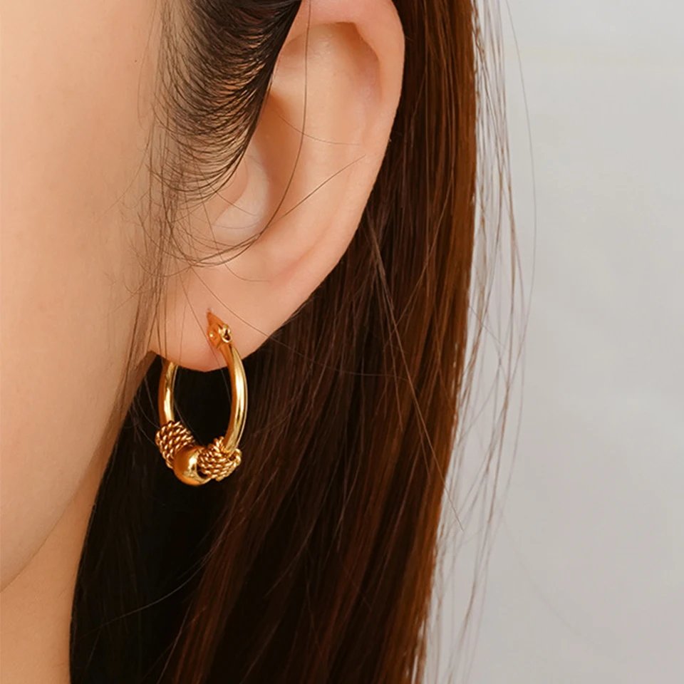 Golden Hoop Knot Earrings – Modern French Minimalism