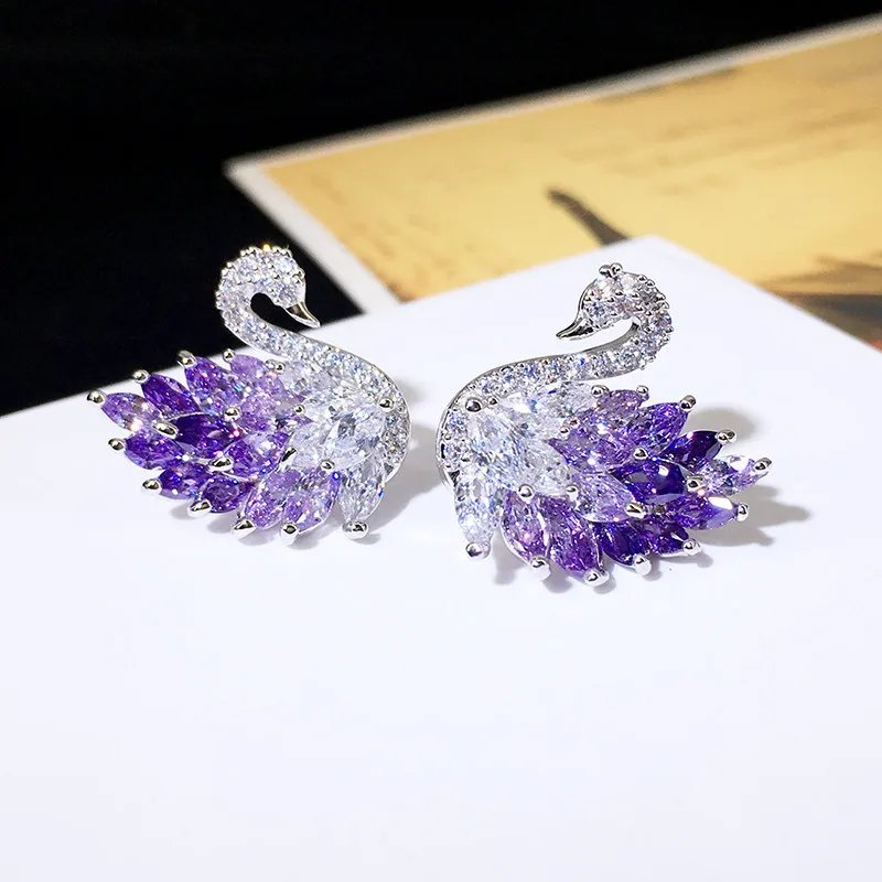 Swan Zirconia Earrings – Luxury Sparkle & Timeless Grace