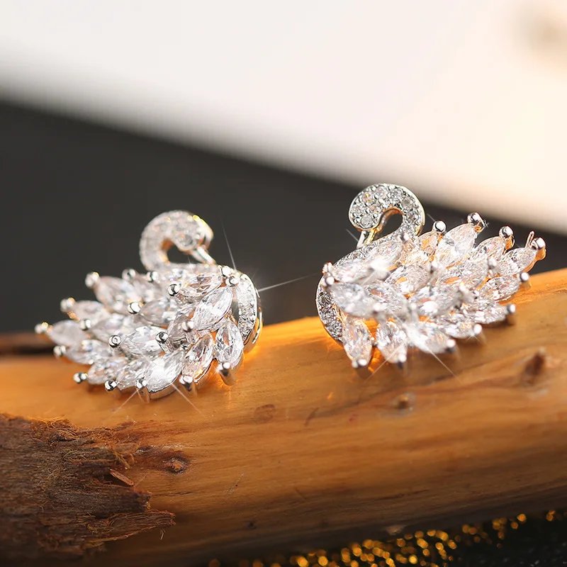 Swan Zirconia Earrings – Luxury Sparkle & Timeless Grace