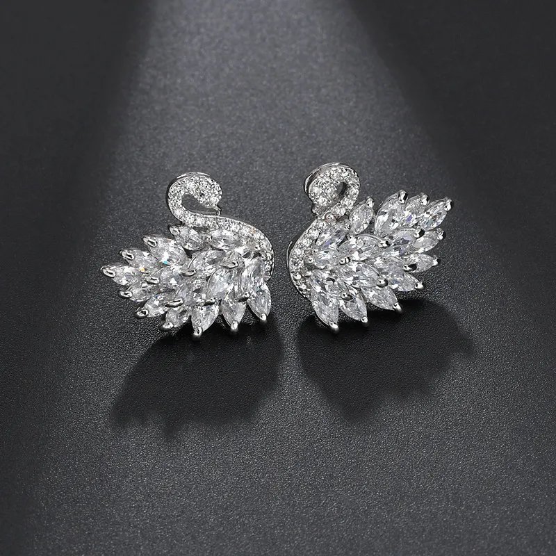 Swan Zirconia Earrings – Luxury Sparkle & Timeless Grace