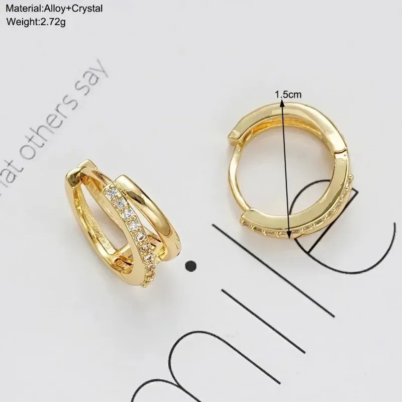 Double Hoop Gold Zircon Earrings – Elegant Modern Luxury