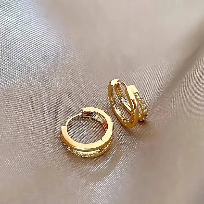 Double Hoop Gold Zircon Earrings – Elegant Modern Luxury