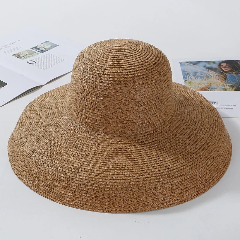 Ladies Black Floppy Straw Beach Hat