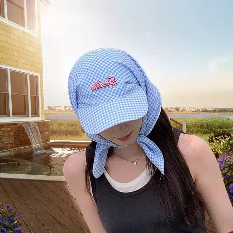 Niche Plaid Turban Sun Hat