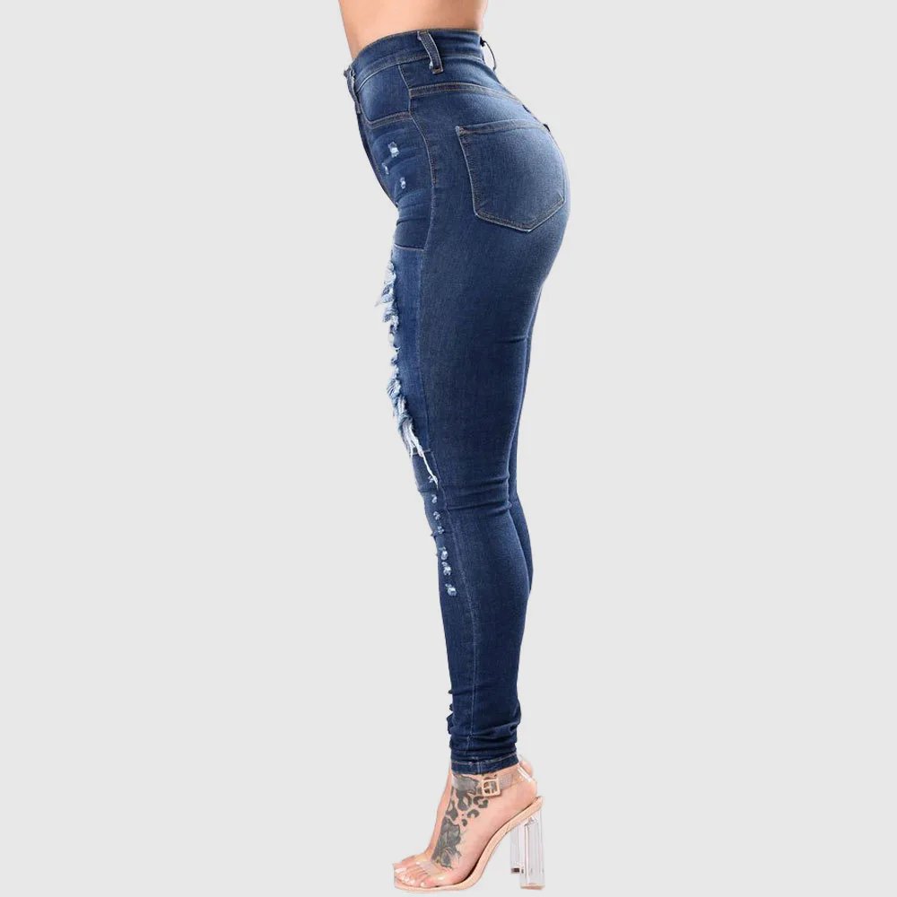 High Waist Ripped Skinny Jeans for Women Stretch Denim