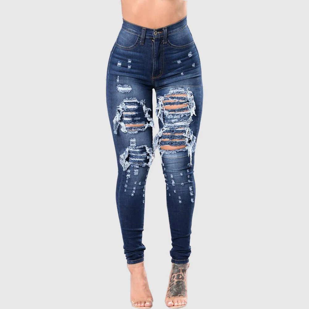 High Waist Ripped Skinny Jeans for Women Stretch Denim