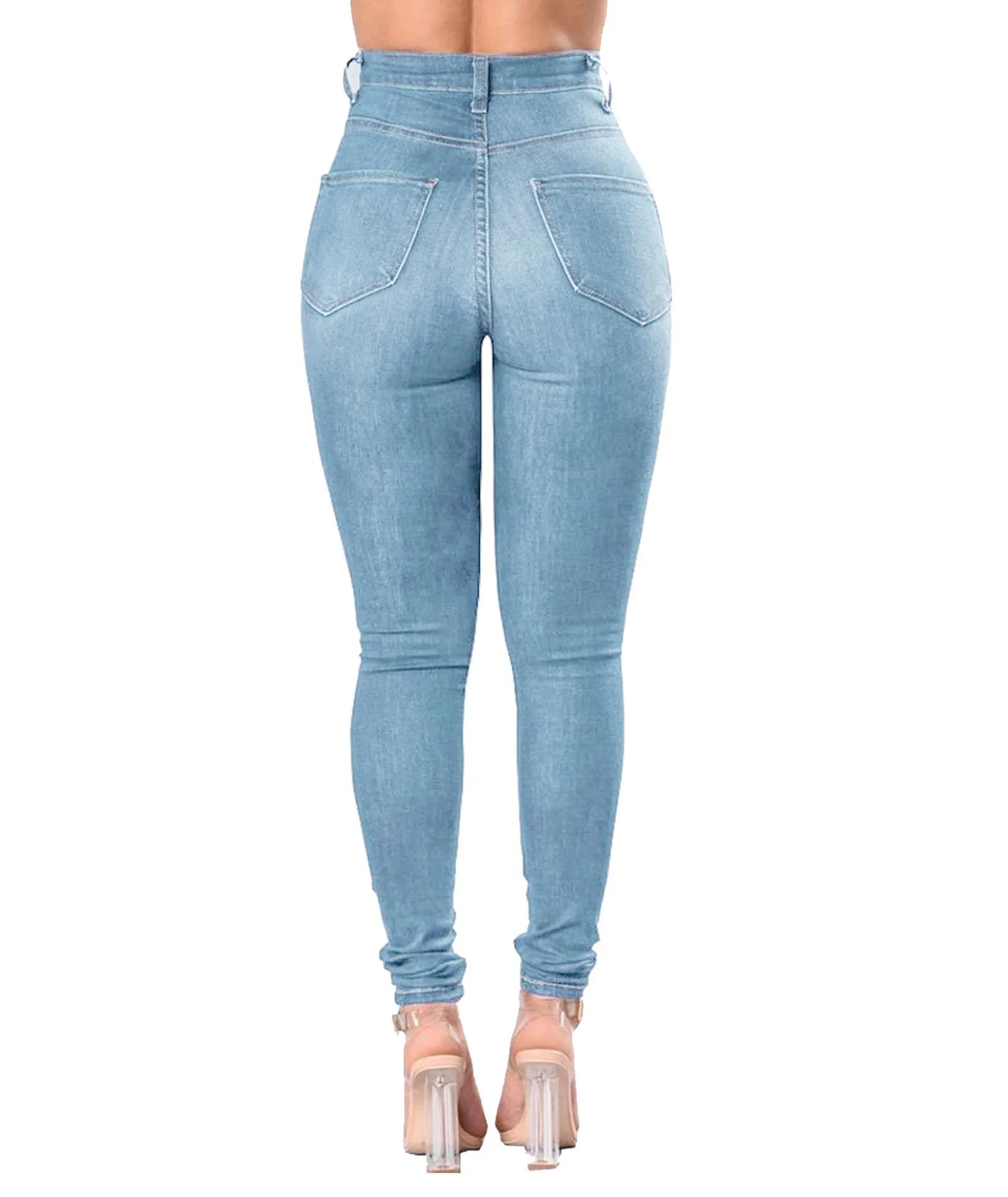 High Waist Ripped Skinny Jeans for Women Stretch Denim