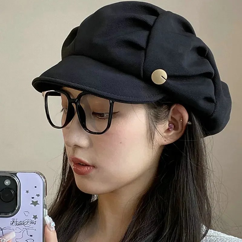 Pleated Cotton Beret Cap