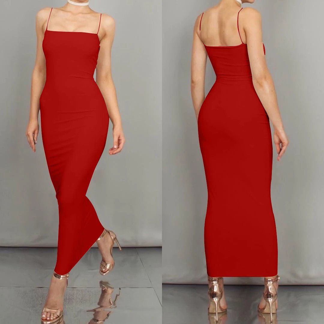 Slim-Fit Cami Long Sling Maxi Dress