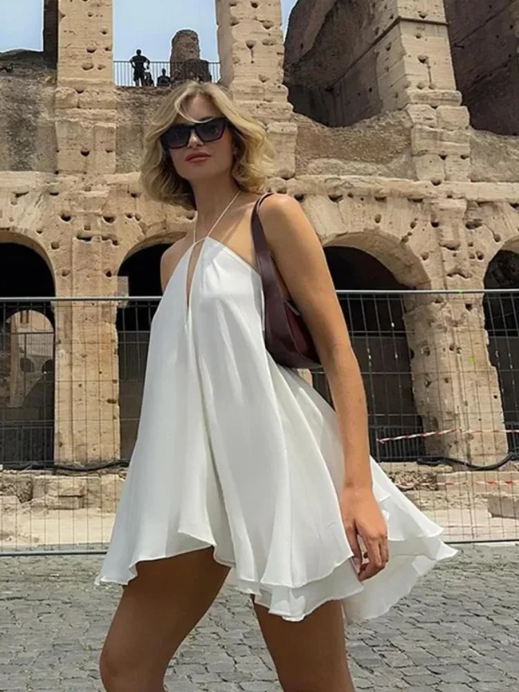 Elegant Off Shoulder Hollow Out Beach Mini Dress