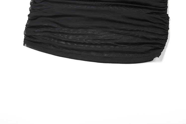 Halter Backless Mesh Pleated Mini Skirt 2 Piece Set