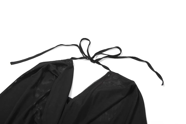 Halter Backless Mesh Pleated Mini Skirt 2 Piece Set