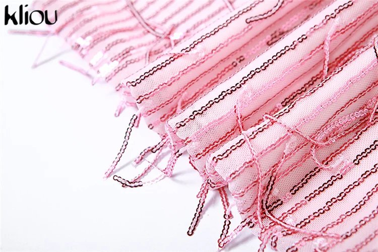 Shiny Tassel Halter Backless Mini Party Clubwear Dress