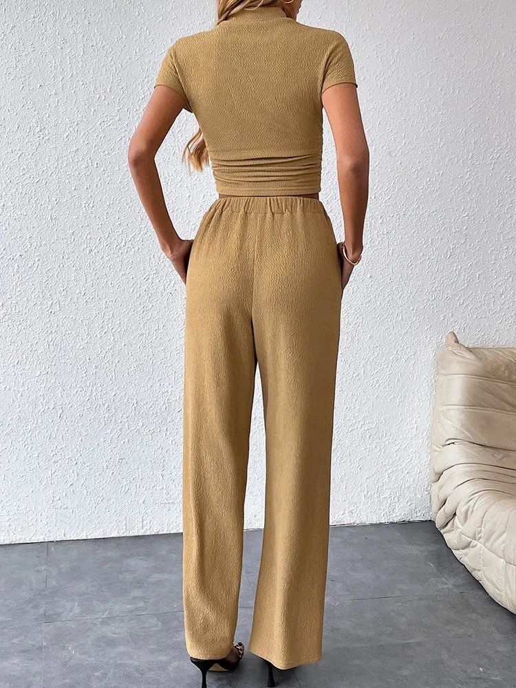 Women's Two-Piece Short Sleeve T-Shirt & Trousers Set