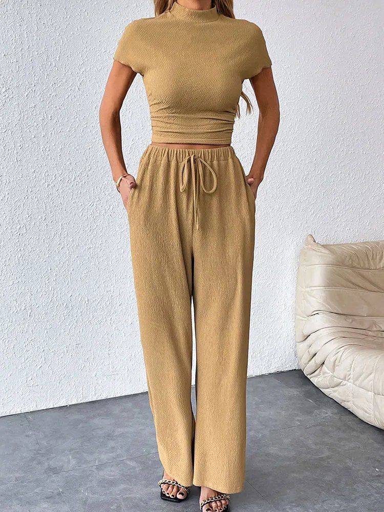 Women's Two-Piece Short Sleeve T-Shirt & Trousers Set