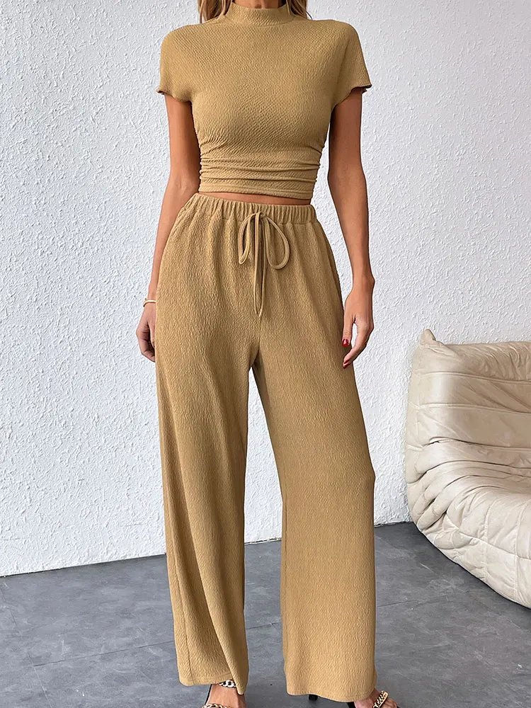 Women's Two-Piece Short Sleeve T-Shirt & Trousers Set