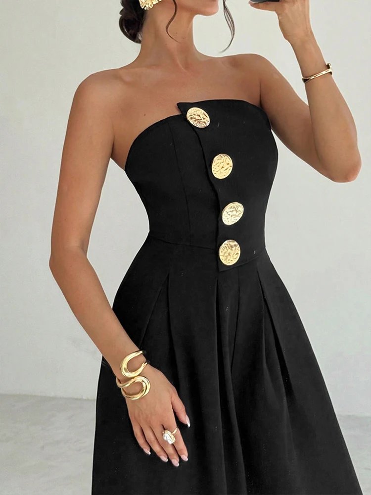 Black Sequined Jumpsuit Backless Sleeveless Wide Leg