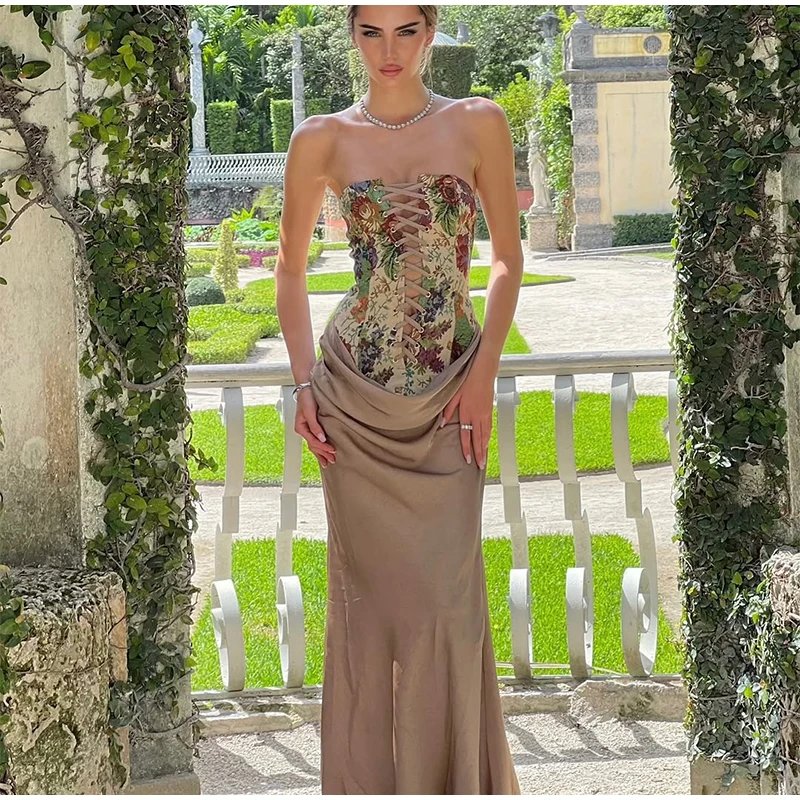 Sexy Printed Lace-Up Vest Top Sleeveless Chic Clubwear